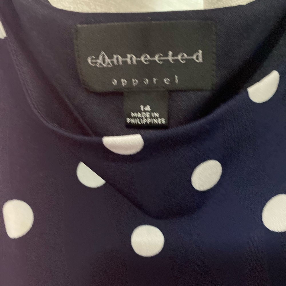 connected apparel Navy with White Polka Dot Midi Dress